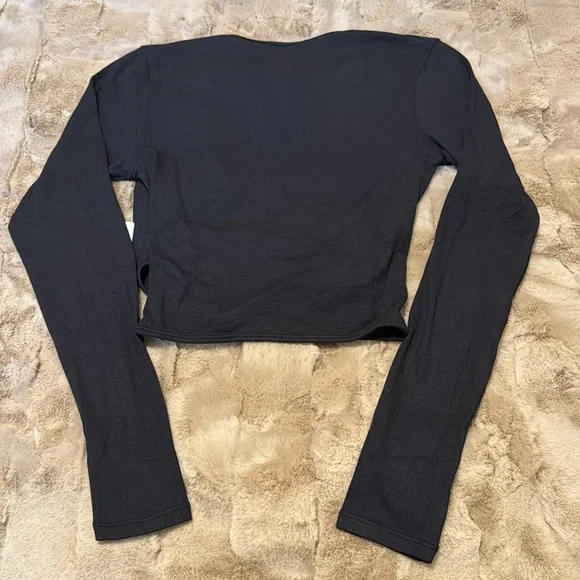 Wrap-Front Ribbed Long Sleeve Top - Picture 9 of 9
